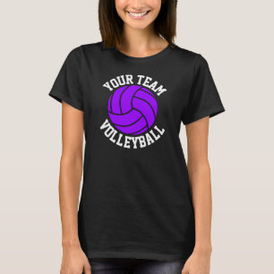 T-shirt Purple Volleyball Custom Nom de l’équipe Black T p