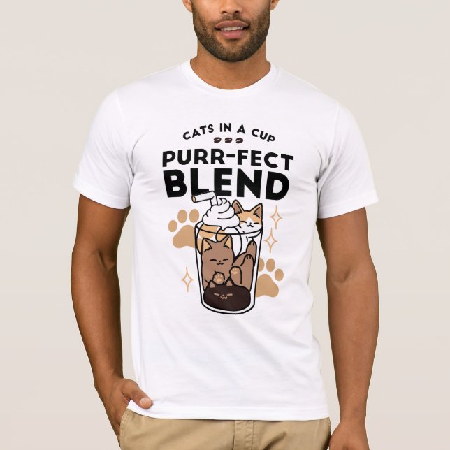 T-shirt Purr-fect Blend : Cat and Coffee Art for Pet Lover (Devant)