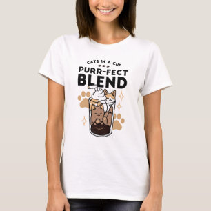 T-shirt Purr-fect Blend : Cat and Coffee Art for Pet Lover