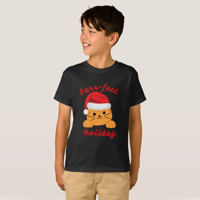 T-shirt Purr‑fect Holiday Cat Christmas Shirt (Devant entier)