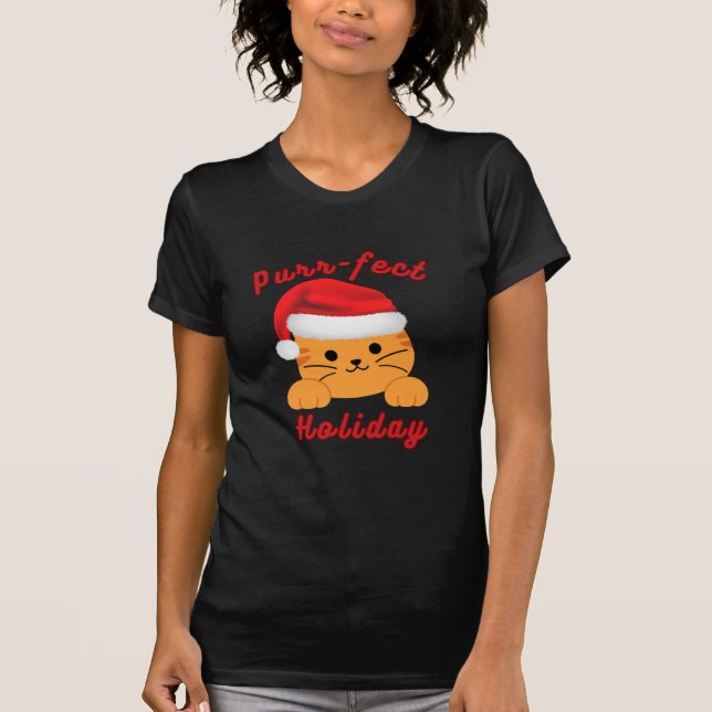T-shirt Purr‑fect Holiday Cat Lover Women Christmas Shirt (Devant)