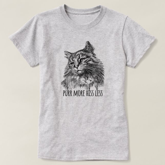 T-shirt Purr More Hiss Less Pretty Kitty (Design devant)