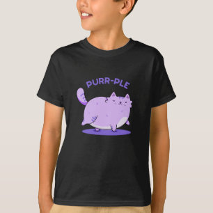 T-shirt Purr-ple Funny Gras Kitty Chat Pun Dark BG