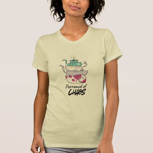 T-shirt Purramide du Chaos Dessin drôle de Chat à double s (Devant)