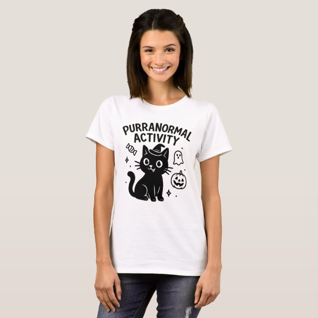 T-shirt Purranoro Activité Cute Halloween Chat Tee (Devant entier)