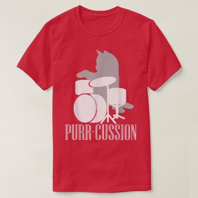 T-shirt Purrcussion Funny Chat Drummer Cadeau (Design devant)