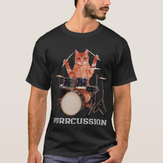 T-shirt Purrcussion Funny Chat Drummer Sur Drum Set Percus