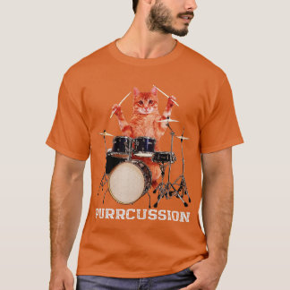 T-shirt Purrcussion Funny Chat Drummer Sur Drum Set Percus