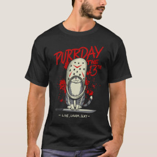 T-shirt Purrday le 13 drôle chat masque de hockey parodie