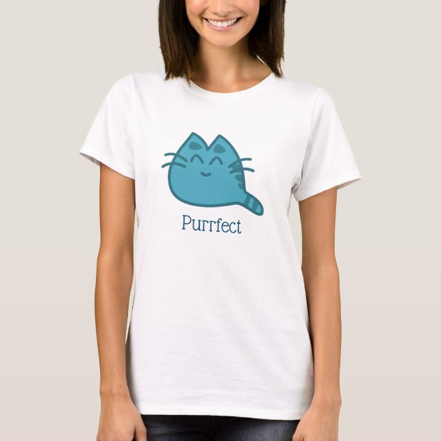 T-shirt Purrfect Blue souriant Kitty Chat (Devant)