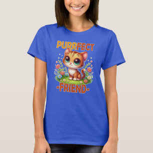 T-shirt Purrfect Friend pun Cute orange chat chaton dessin