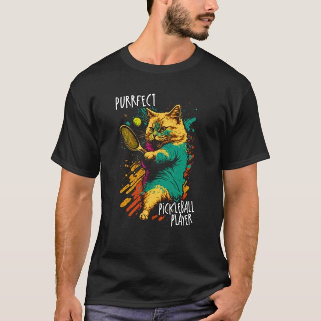 T-shirt Purrfect Player Cat Paddleball Player Pickleball   (Devant)