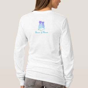 T-shirt Purrfect Whimsical Chat Couple Romantic Bleu Bande