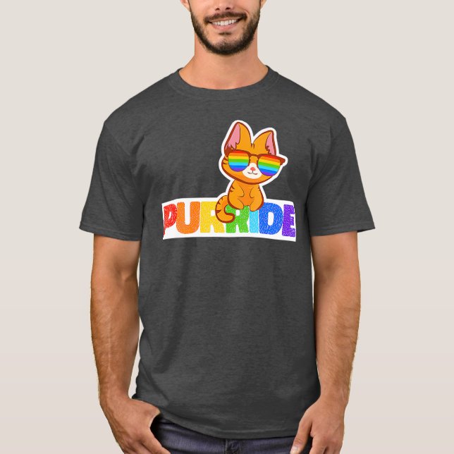 T-shirt Purride Arc-en-ciel Chat Funny Pride Kitten Cadeau (Devant)