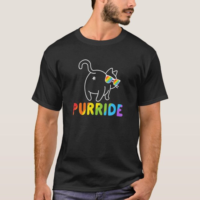 T-shirt Purride Cat Gay Lgb Pride Femmes M (Devant)