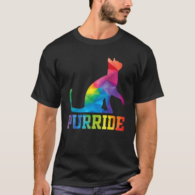 T-shirt Purride Cat  Pride Month Gay Rights Rainbow Cat (Devant)