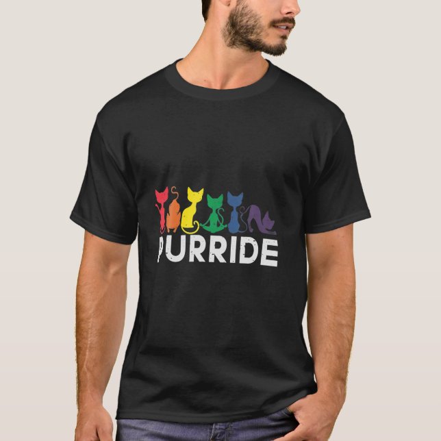 T-shirt Purride Pride Chat LGBT Rainbow Chats Lover Pride  (Devant)