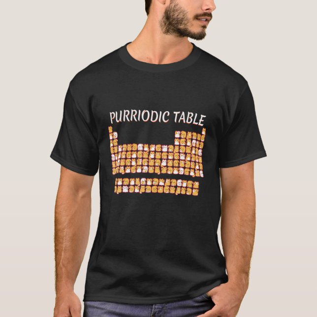 T-shirt PURRIODIC TABLE Cute Chat Table Périodique Pun Hom (Devant)
