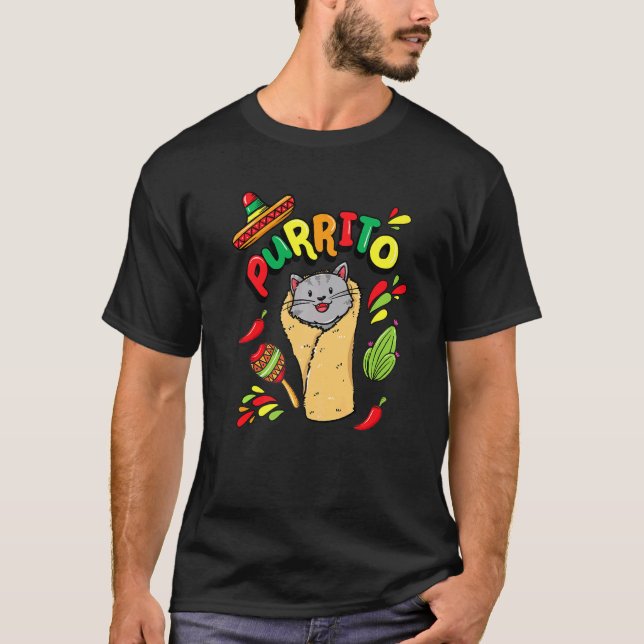 T-shirt Purrito Burrito Chaton Chat Chaton Cinco De Mayo (Devant)