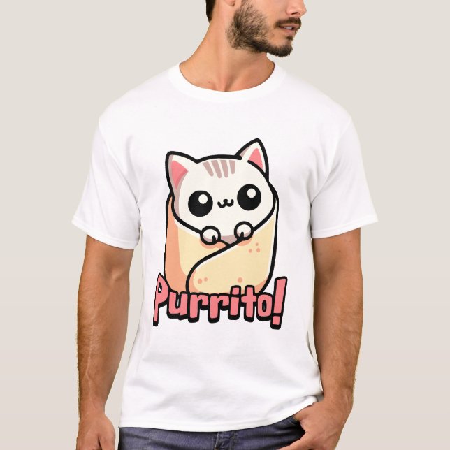 T-shirt Purrito ! Cute Burrito Pun de chat (Devant)