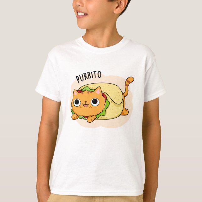 T-shirt Purrito Drôle Chat Burrito Pun (Devant)
