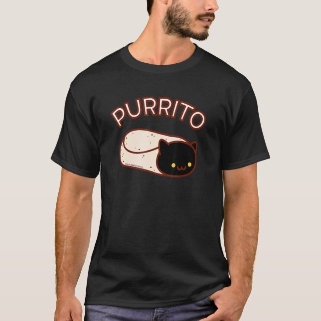 T-shirt Purrito Le Chat Burrito Noir (Devant)