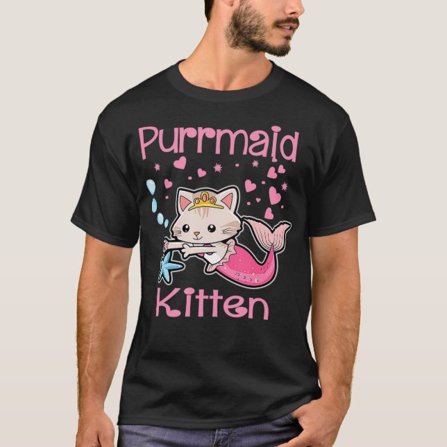 T-shirt Purrmaid Kitten Mermaid Princesse Chat (Devant)