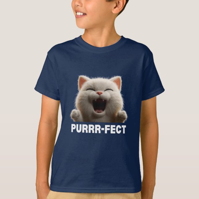 T-shirt PURRR-FECT Hilarious Laughing Cat Meme T Shirt (Devant)