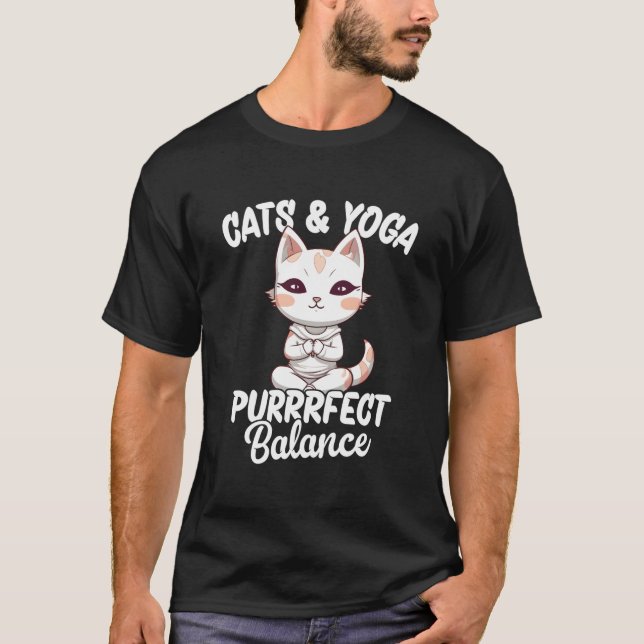 T-shirt Purrrfect Balance Cats Yoga (Devant)