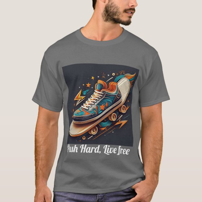 T-shirt "Push Hard, Live Free - Homme's Active Lifestyle T (Devant)