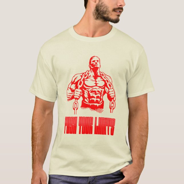 T-shirt Push Your Limits - Bodybuilding and Determination  (Devant)