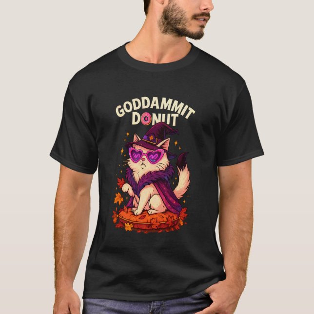 T-shirt Putain de Sorcière Donut Diva Chat Drôle d'Hallowe (Devant)