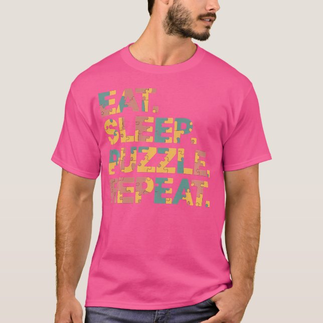 T-shirt Puzzle amusant Eat Sleep Puzzle Repeat (Devant)