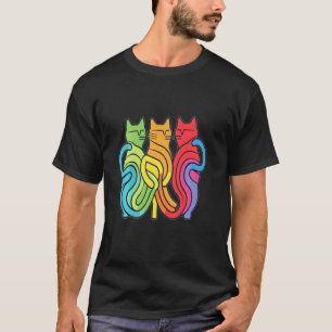 T-shirt Puzzle Arc-en-ciel Artistique Rave Chat Arc-en-cie
