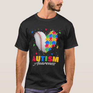T-shirt Puzzle Baseball Ball Heart Sensibilisation sur l'a