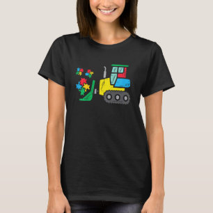 T-shirt Puzzle de bulldozer pour enfants Sensibilisation à