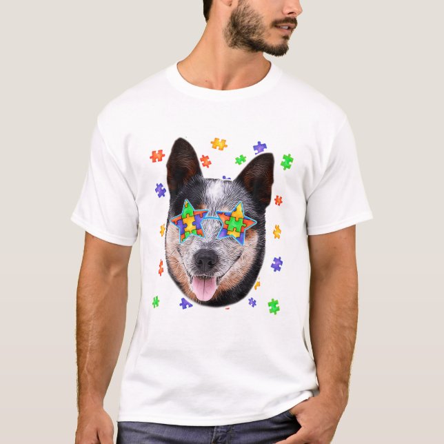 T-shirt Puzzle de chien de bétail australien (Devant)