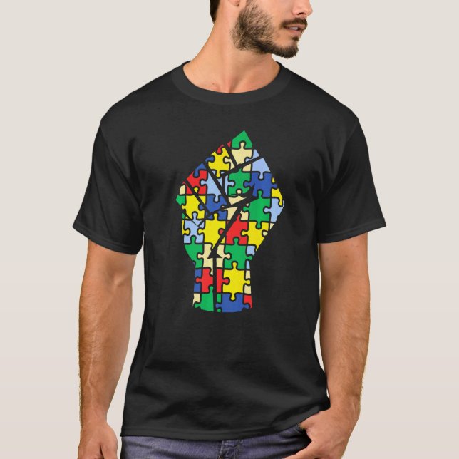 T-shirt Puzzle de la main de la sensibilisation à l'autism (Devant)