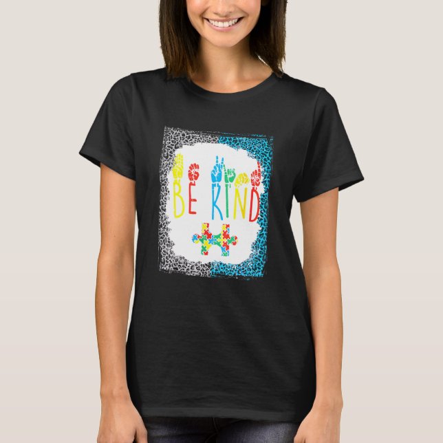 T-shirt Puzzle de langage gestuel de la main sois gentil S (Devant)