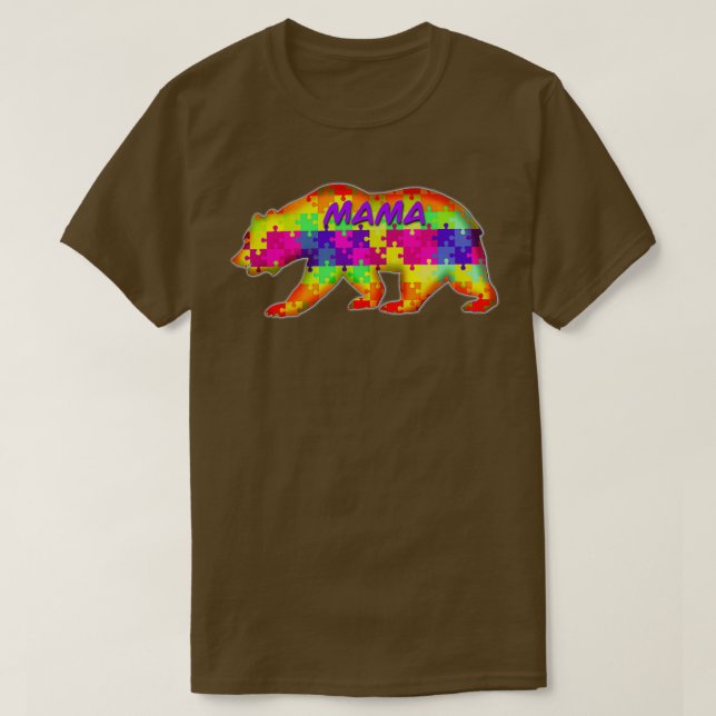 T-shirt Puzzle de l'autisme chez Mama bear (Design devant)