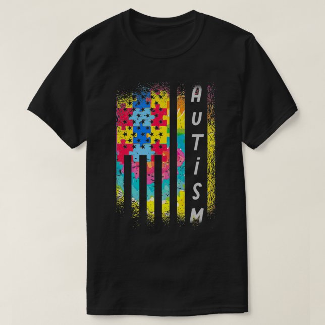 T-shirt Puzzle de l'autisme du drapeau (Design devant)