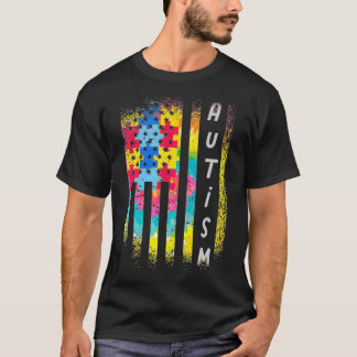 T-shirt Puzzle de l'autisme du drapeau