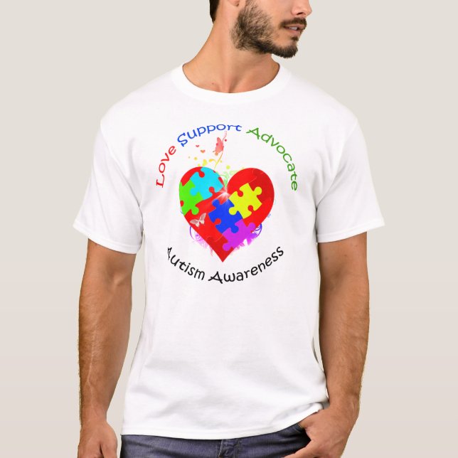 T-shirt Puzzle de l'autisme sur le coeur (Devant)
