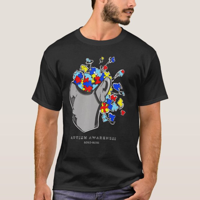 T-shirt Puzzle de masque facial sensibilisation sur l'auti (Devant)