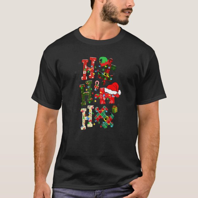 T-shirt Puzzle de sensibilisation à l'autisme Noël Hohoho  (Devant)