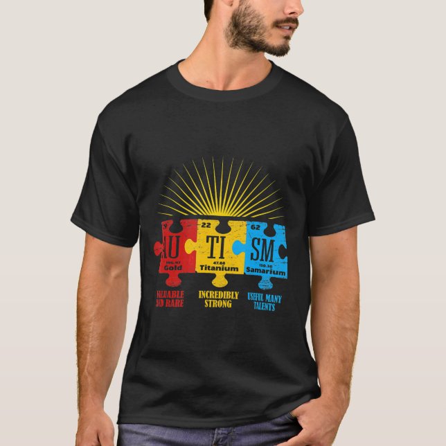 T-shirt Puzzle de sensibilisation autistique Élément chimi (Devant)