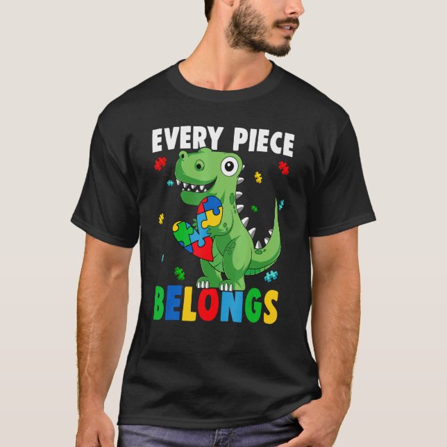 T-shirt Puzzle Dinosaure Chaque Pièce Appartient Sensibili (Devant)