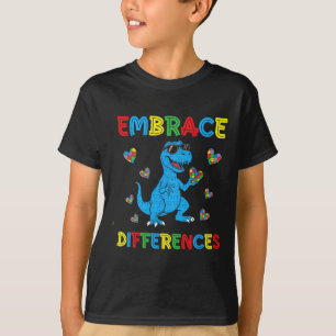 T-shirt Puzzle Dinosaure T-Rex Accepter les Différences Au