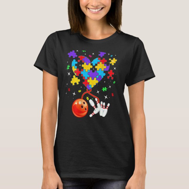 T-shirt Puzzle Heart Bowling Sensibilisation à l'autisme H (Devant)