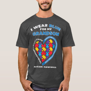 T-shirt Puzzle I Wear Blue Grandson Sensibilisation sur l'